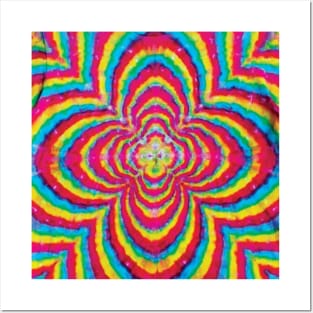 Flower Pattern Rainbow Tie Dye Posters and Art